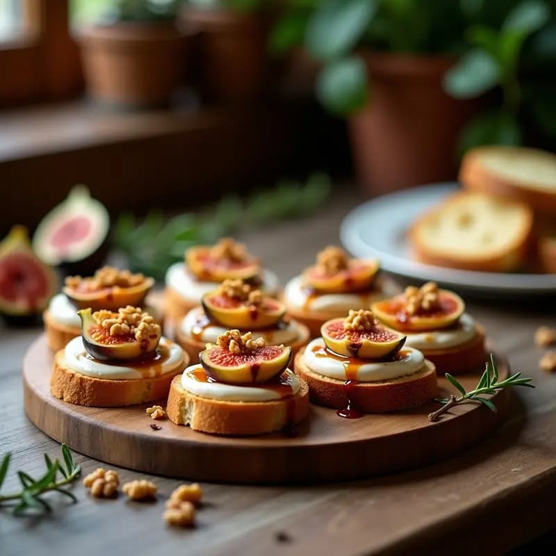 Crostini de Ricotta y Higos con Reducción de Módica: Aperitivo Italiano Gourmet
