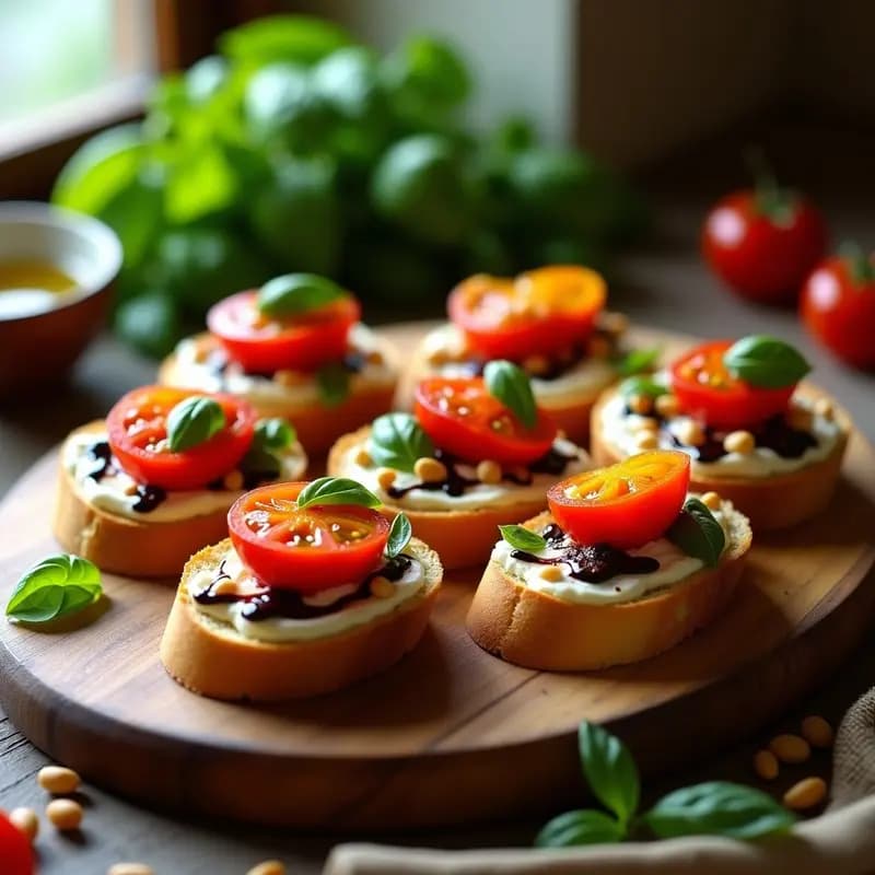 Crostini de Ricotta y Tomates Cherry con Albahaca: Aperitivo Italiano en 15 Minutos