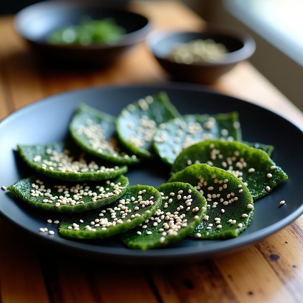 Crousillantes de Algas Nori con Semillas de Sésamo: Aperitivo Japonés Keto y Sin Cocción
