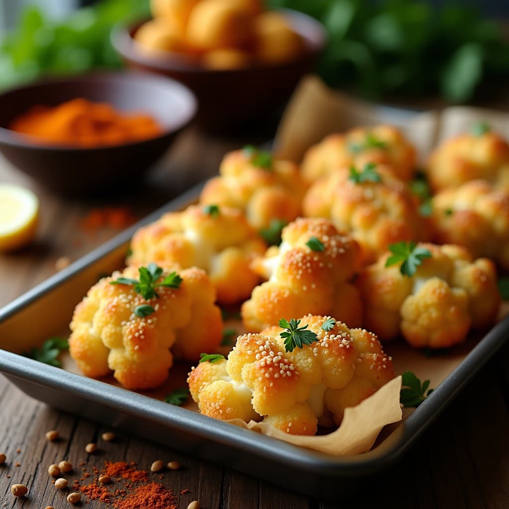 Crousons de Coliflor al Horno con Especias Ras el Hanout: Aperitivo Marocí Keto