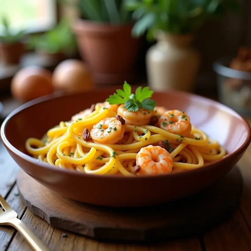 Croxetas Mallorquinas con Gambas y Azafrán: Receta Española de Pasta Tradicional