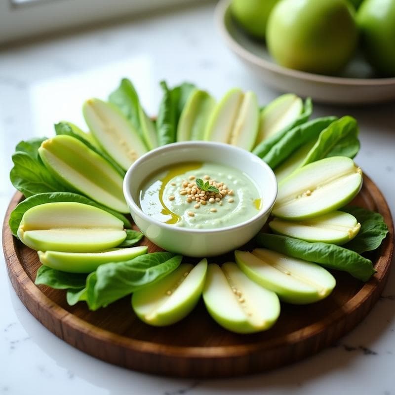 Crudités de Endibia y Manzana Verde con Dip de Yogur Griego y Rúcula: Aperitivo Keto en 10 Minutos