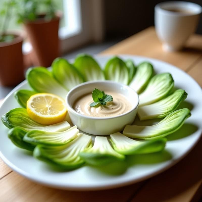 Crudités de endibias con dip de anacardos y combava: aperitivo francés sin lácteos