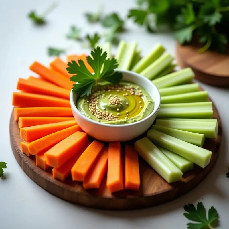 Crudités de Zanahoria y Apio con Dip de Guacamole de Edamame: Aperitivo Crudo y Proteico