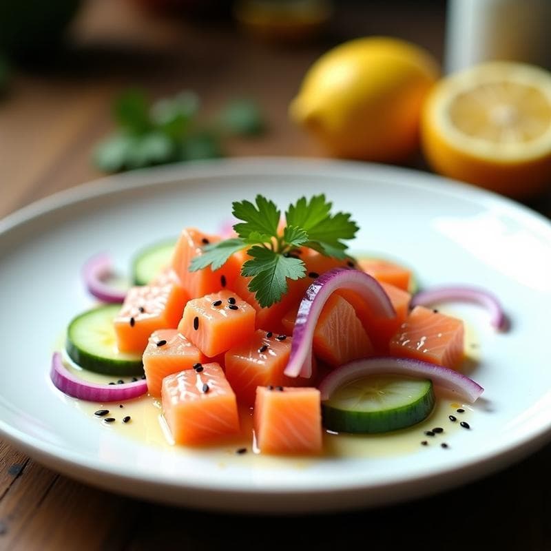 Crudo de Salmón con Cítricos y Encurtidos: Receta en Airfryer Sin Cocinar en 10 Minutos