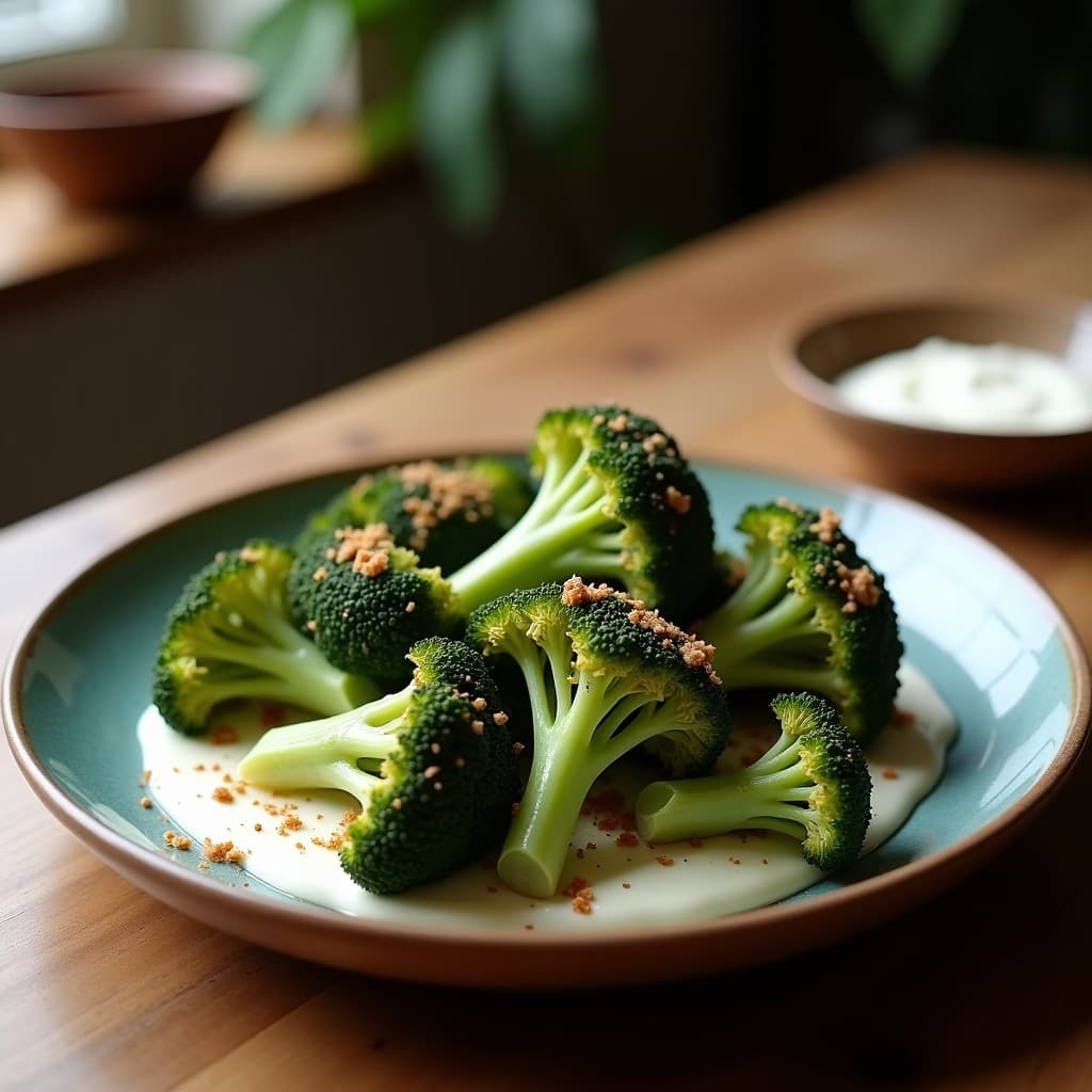 Crujientes de Brócoli con Especias de Zaatar: Receta Keto en Airfryer con Yogur de Coco