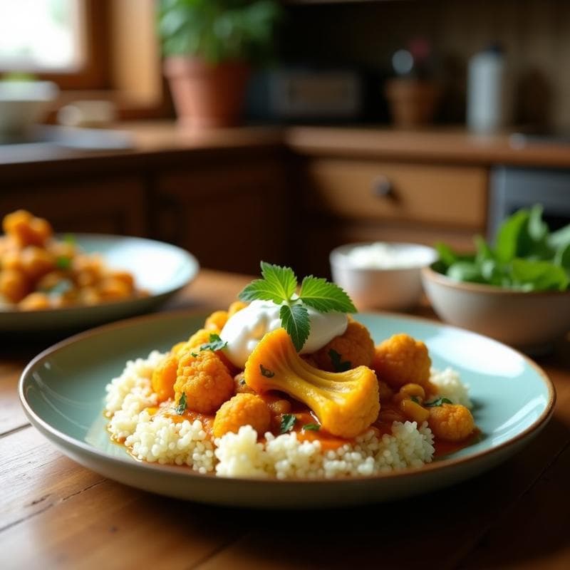 Crujientes de Coliflor al Curry: Receta India en Airfryer con Yogur de Coco