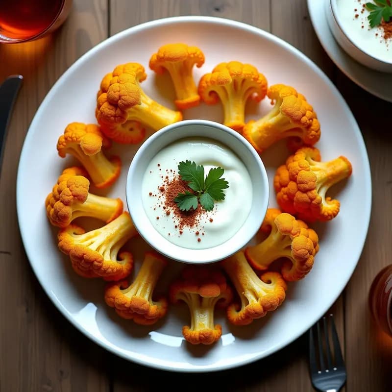 Crujientes de Coliflor con Especias Beréber y Yogur de Soja: Aperitivo Marocí en Olla Express