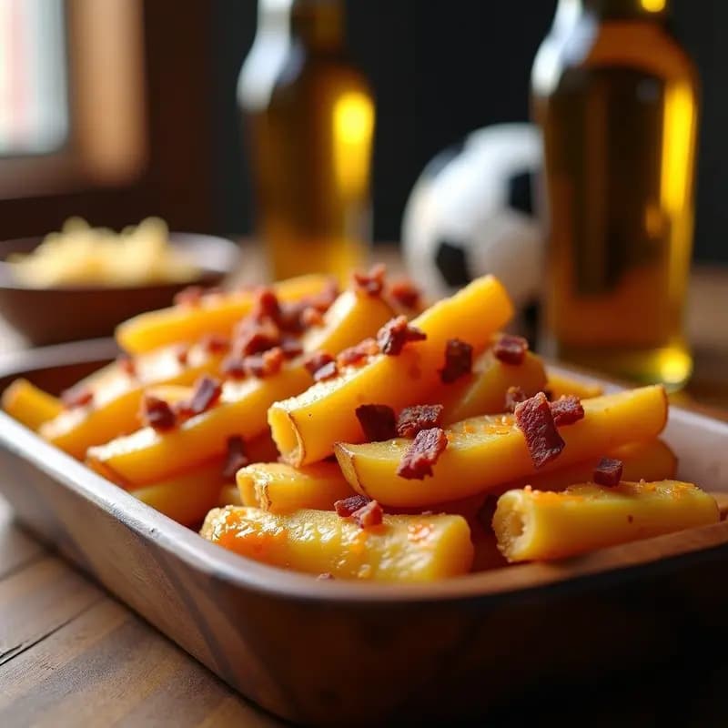 Crujientes de Patata con Queso Cheddar y Tocino Desmenuzado: Snack para Ver el Fútbol