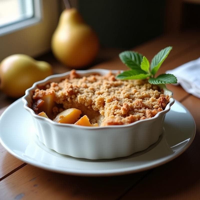 Crumble de Manzana y Peras con Topping de Avena y Canela: Postre Francés Sin Gluten