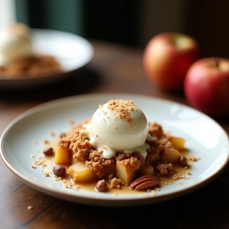 Crumble de Manzana y Topinambur con Helado de Yogur Griego: Postre Francés Keto