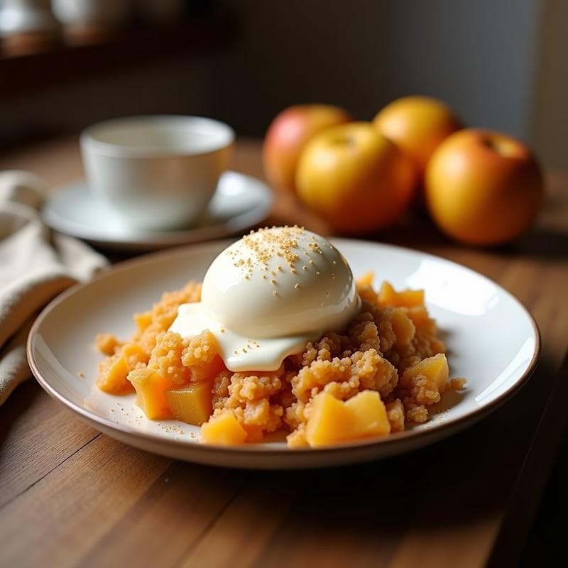 Crumble de Manzana y Zanahoria con Helado de Vau Vanilla: Postre Sin Azúcar y Sin Horno