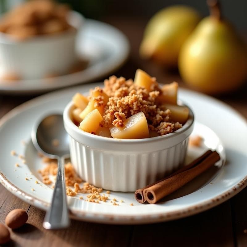 Crumble de Peras y Canela con Base de Avena: Postre Sin Azúcar en Airfryer