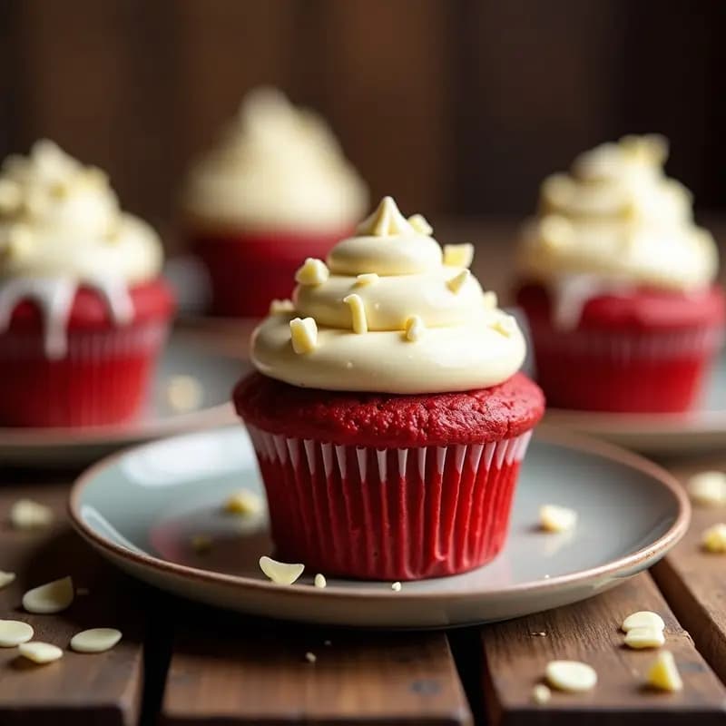 Cupcake de Red Velvet con Crema de Queso y Glaseado de Chocolate Blanco: Postre para Celebraciones Especiales