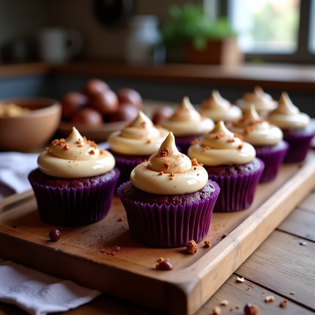 Cupcakes de Batata Morada y Crema de Castañas: Postre Sin Azúcar y Sin Harina