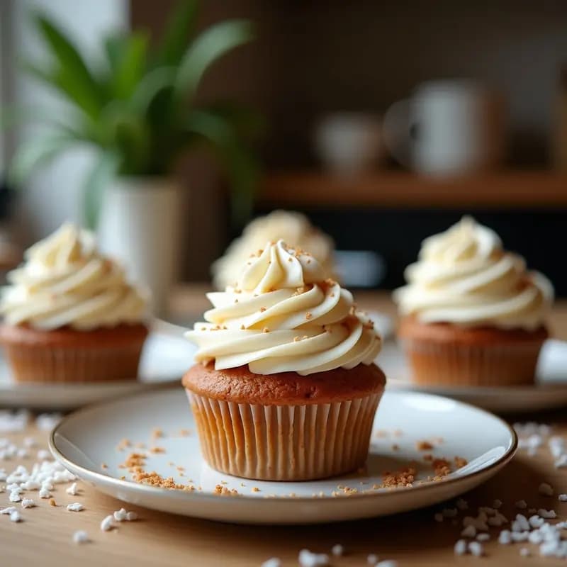 cupcakes de Café y Coco con Frosting de Aquafaba: Postre Vegano y Sin Horno