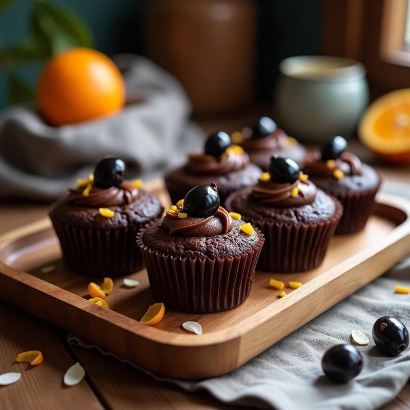 Cupcakes de Chocolate y Aceitunas Negras: Postre Salado-Dulce Keto en 20 Minutos