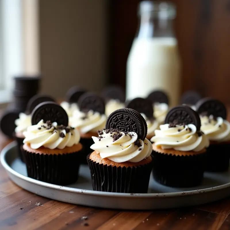 Cupcakes de COOKIES and Cream con Frosting de Queso Crema y Topping de Oreo: Dulce Tentación