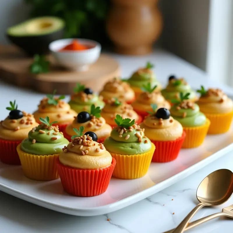 Cupcakes Salados de Hummus y Pimentón: Entrante en Molde de Silicona para Fiestas