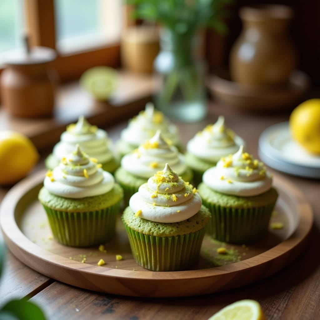 Cupcakes de Matcha y Limón con Frosting de Aquafaba: Postre Vegano Sin Gluten