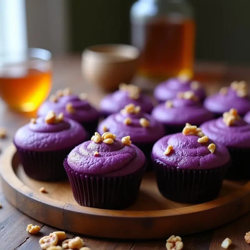 Cupcakes de Misuguri (Ñame Morado) y Miel: Postre Coreano Sin Azúcar