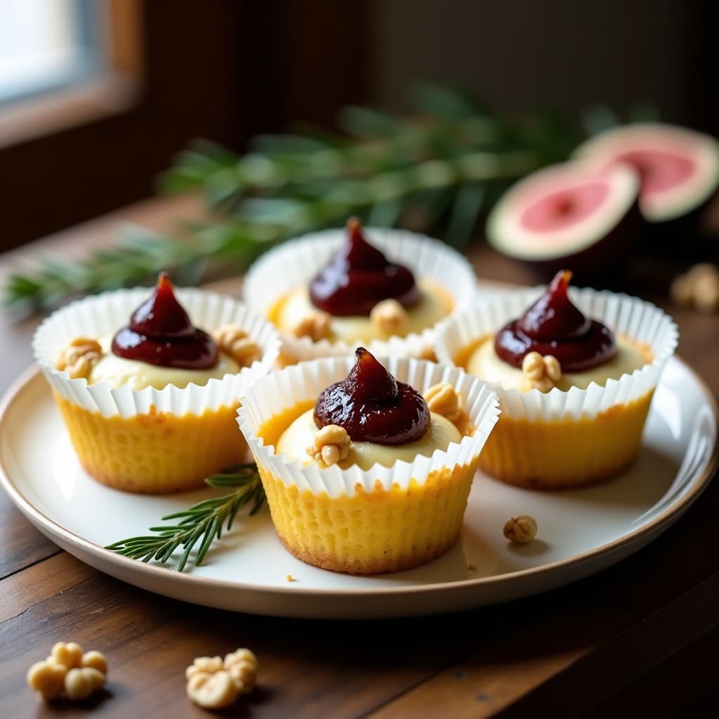 Cupcakes Salados de Polenta y Queso de Cabra con Mermelada de Higo: Receta Italiana Sin Gluten