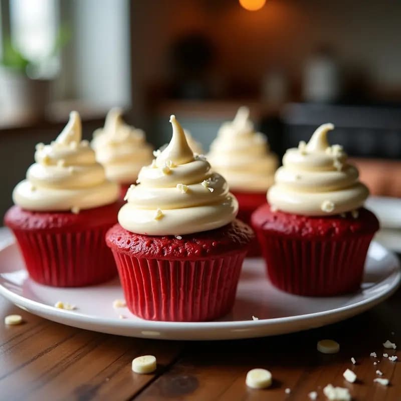 Cupcakes de Red Velvet con Frosting de Queso Crema: Postre Roja que Enamora a Primera Vista