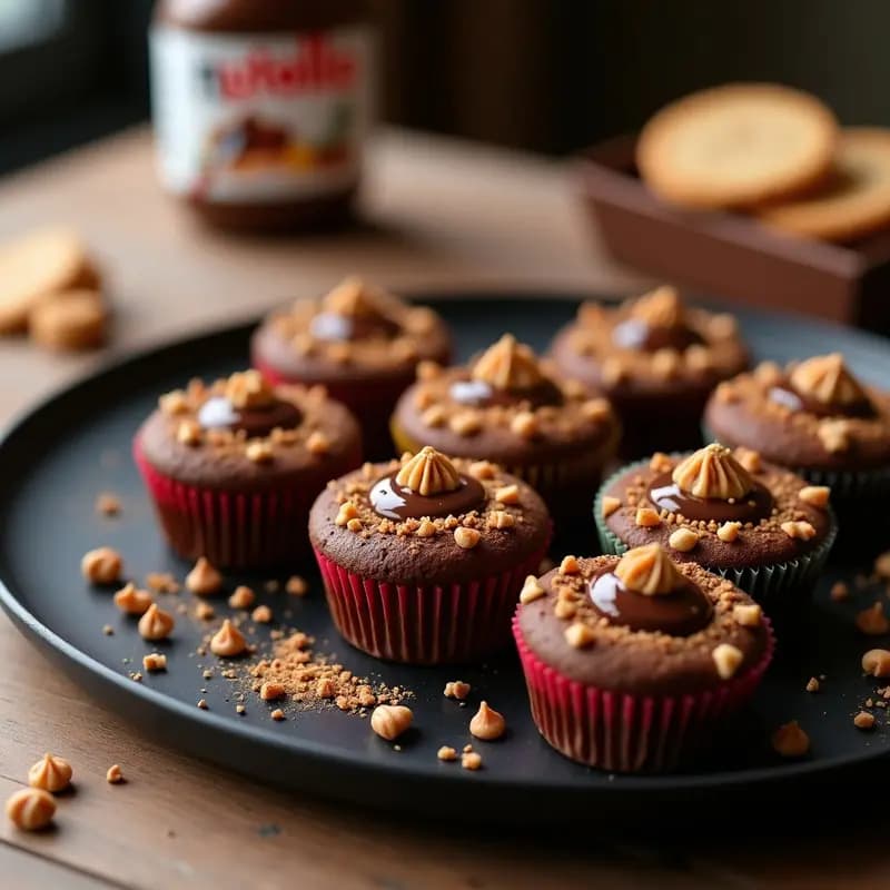 Cupcakes Rellenos de Nutella y Topping de Galletas Trituradas: Postre Decadente en Miniatura
