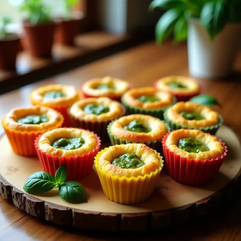Cupcakes Salados de Queso de Cabra y Pesto de Albahaca: Aperitivo Francés en Moldes de Silicona