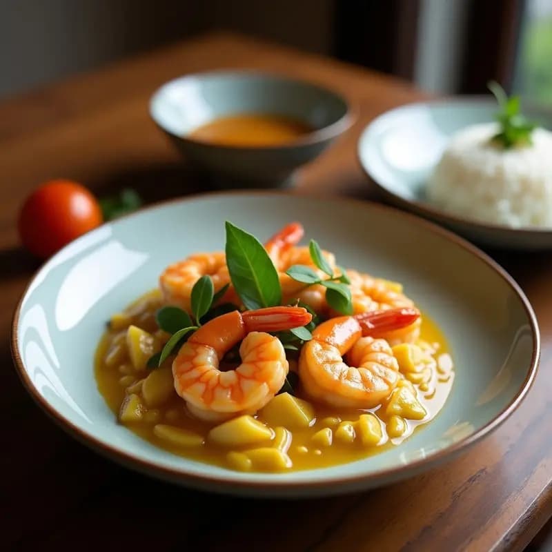Curri de Camarones y Coco con Hojas de Lima Kaffir: Receta Tailandesa Keto en 20 Minutos