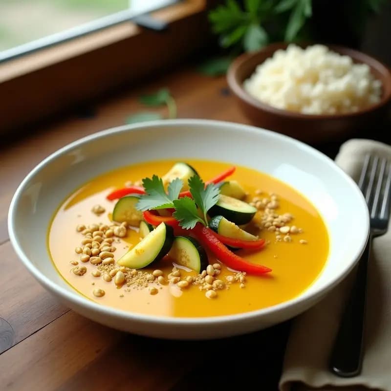 Curry Amarillo de Calabacín y Polen de Abeja: Receta Tailandesa Vegana en 20 Minutos