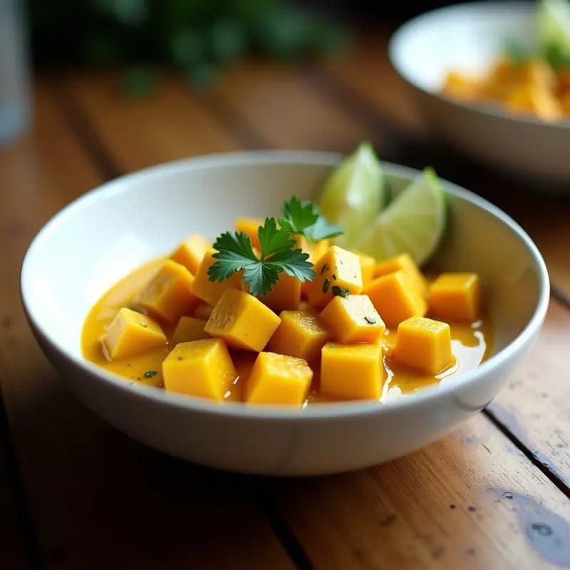 Curry Amarillo Tailandés con Calabaza y Tofu: Receta Vegana en Thermomix y Light