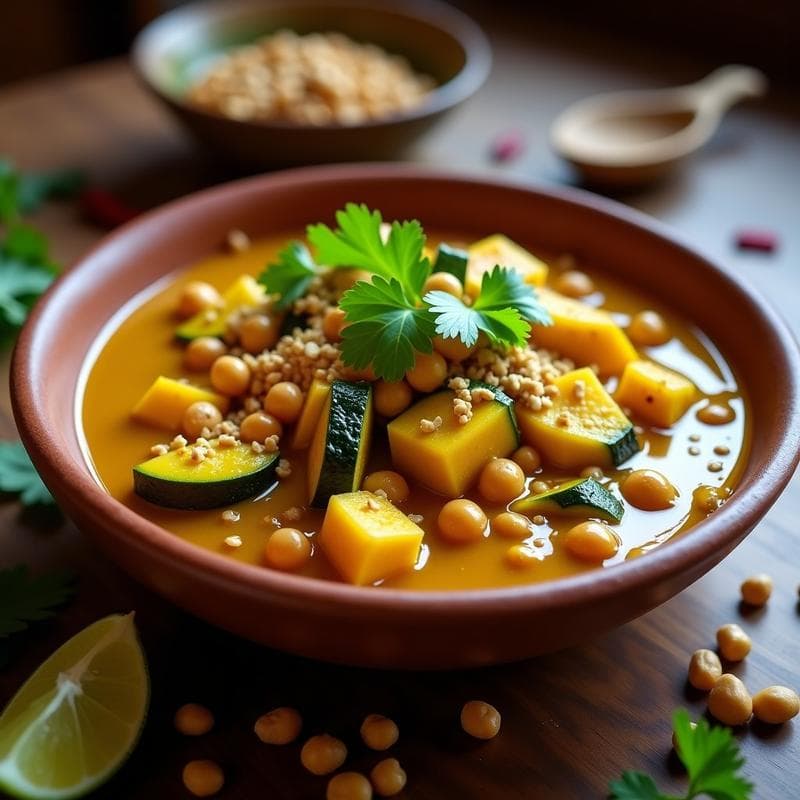 Curry de Calabacín y Cacahuetes en Olla Express: Receta Africana Vegana y Crujiente