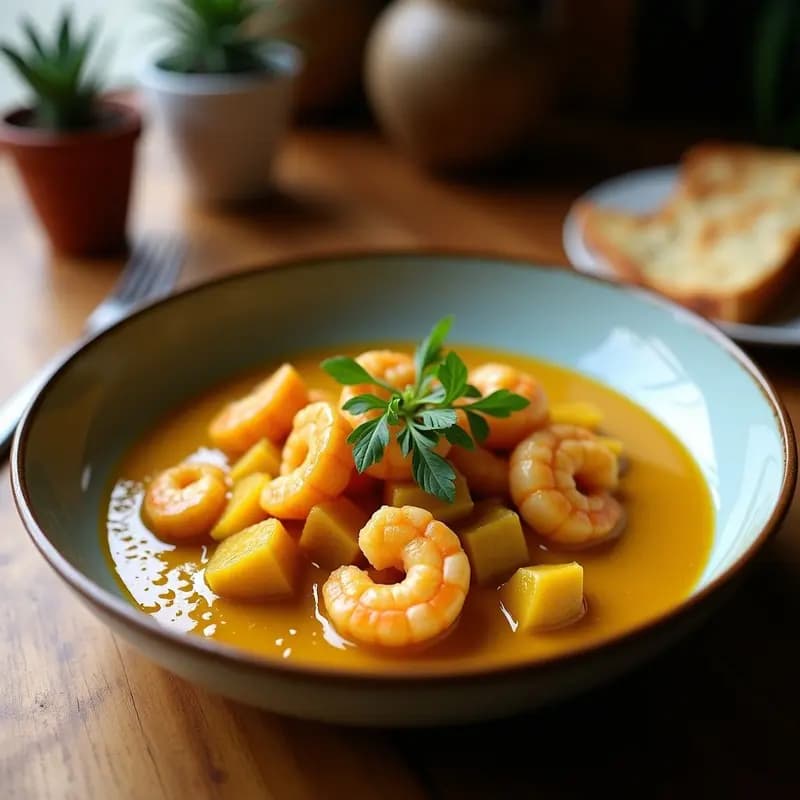 Curry de Camarones y Ananás: Receta Tailandesa Dulce-Salada con Cúrcuma