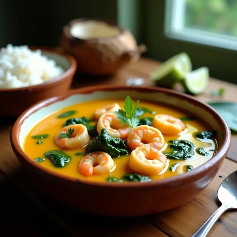 Curry de Camarones y Leche de Coconut con Espinacas: Receta Sri Lankesa en 30 Minutos