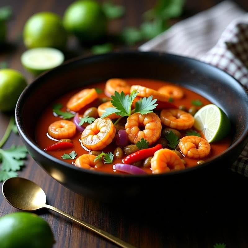 Curry de Camarones y Tamarindo: Receta tailandesa agridulce en olla express