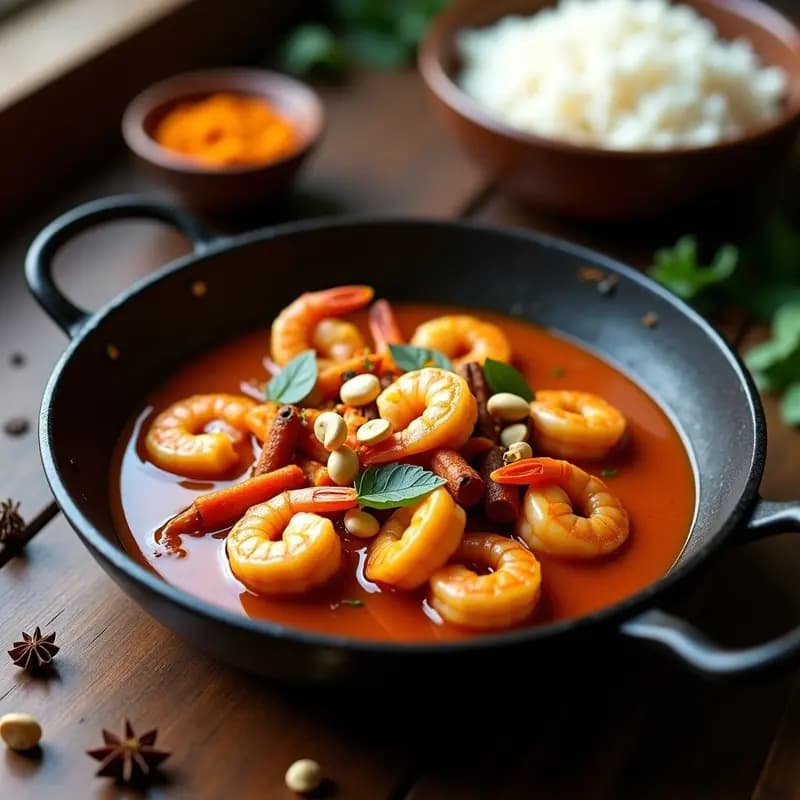 Curry de Camarones y Tamarindo: Receta Sri Lanka con Toque Ácido y Dulce