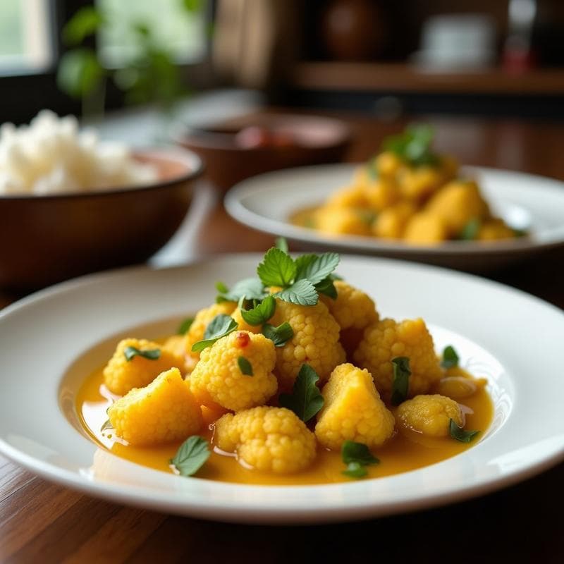Curry de Cauliflower Steak con Salsa de Coco y Cúrcuma: Receta Vegana en Olla Express en 25 Minutos