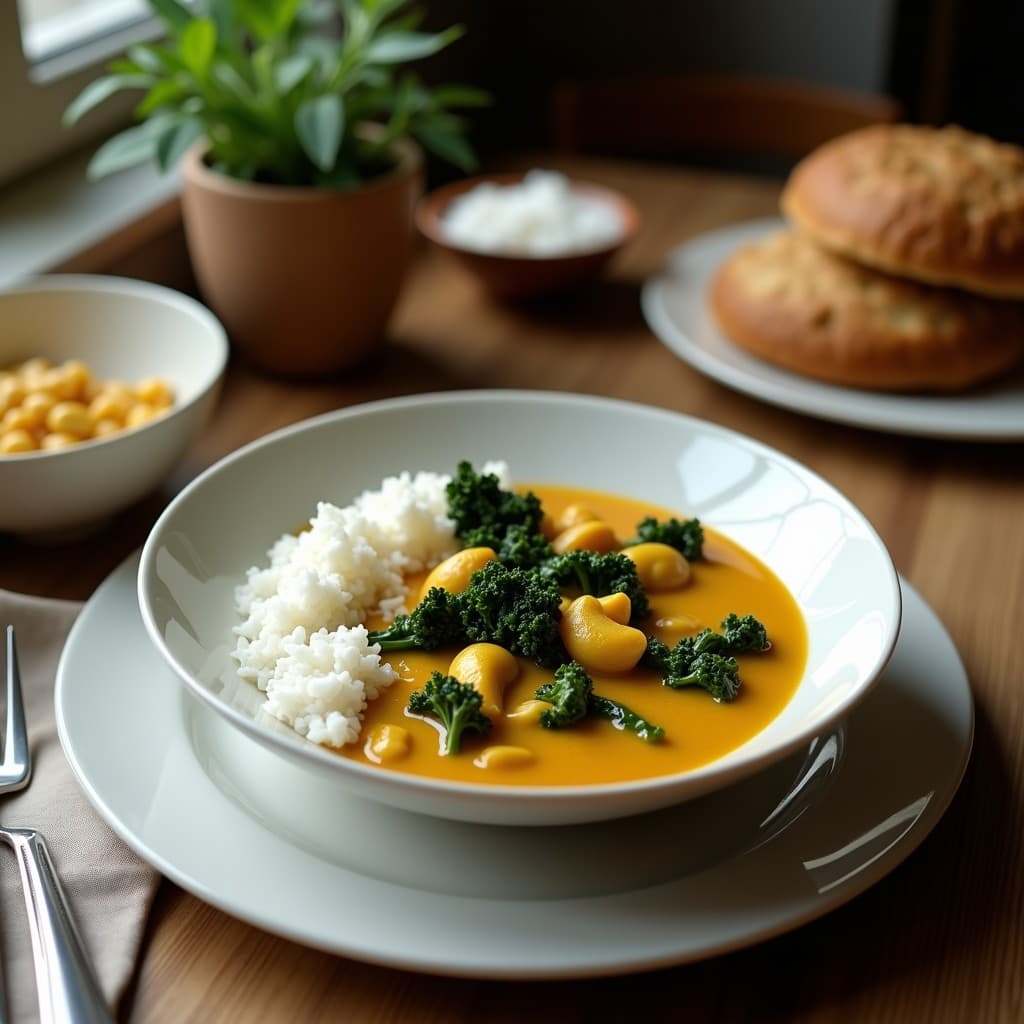 Curry de Col rizada y Anacardos en Salsa de Coco: Receta Sri Lankesa en Airfryer