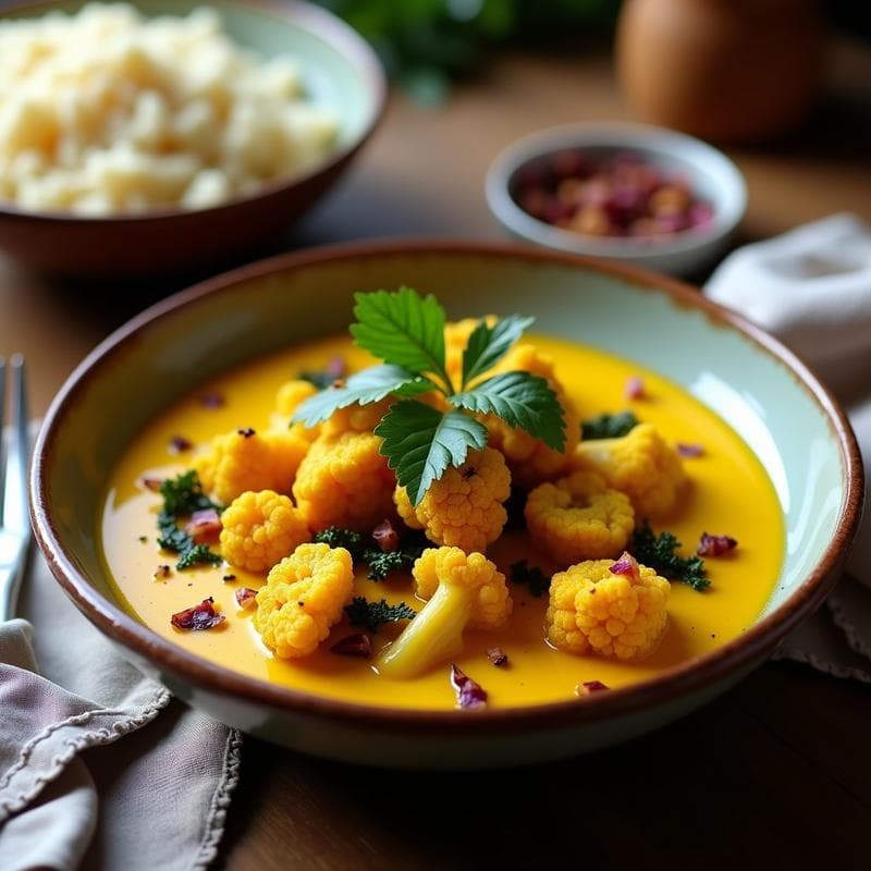 Curry de Coliflor y Anacardos con Leche de Cúrcuma: Receta Vegana en Thermomix