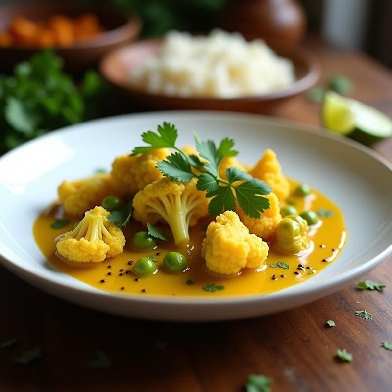 Curry de Coliflor y Guisantes: Receta Indiana en Thermomix