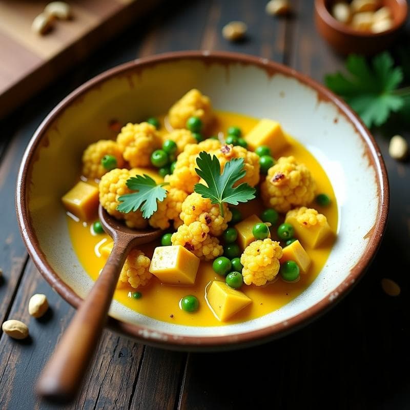 Curry de Coliflor y Guisantes: Receta Vegana en Olla Express y Alta en Proteína