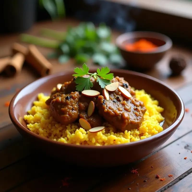 Curry de Cordero Afgano con Arroz Basmati: Receta Tradicional con Toque de Azafrán