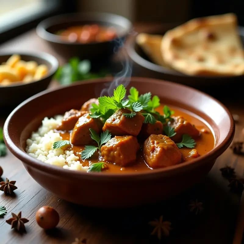 Curry de Cordero con Arroz Basmati y Hierbas Frescas: Receta India Tradicional