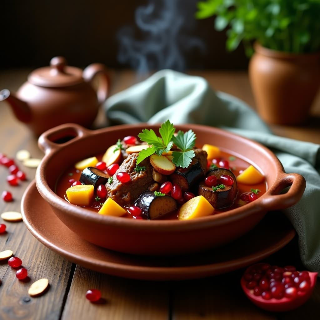 Curry de Cordero con Berenjenas y Granadas: Receta Marroquí en Olla Lenta para 6 Personas