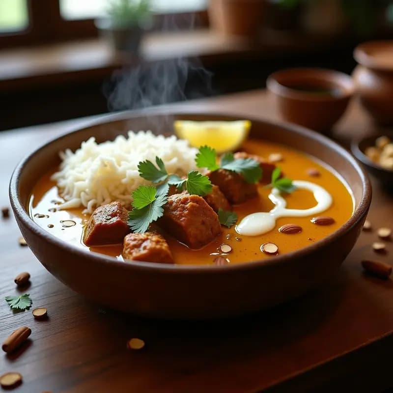 Curry de Cordero al Estilo Cachemir con Azafrán y Almendras: Receta India Slow Cooker y Alta en Proteínas