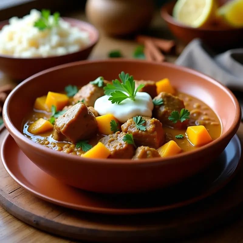 Curry de Cordero y Calabaza Butternut: Receta India en Olla Lenta con Toque Especiado