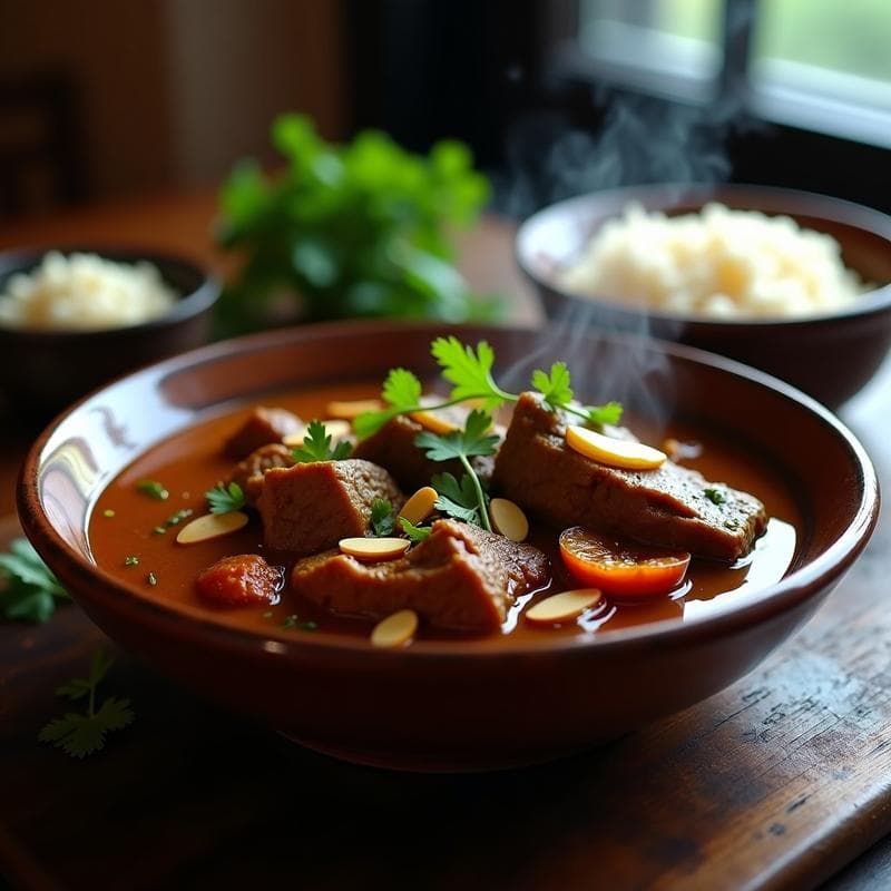 Curry de Cordero con Ciruelas Pasas y Almendras: Receta India en Olla Lenta en 4 Horas