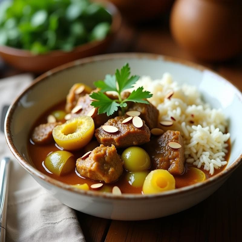 Curry de Cordero con Ciruelas Verdes y Almendras: Receta Persa en Thermomix para Tupper
