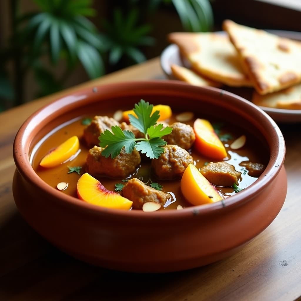 Curry de Cordero y Duraznos con Especias Marroquíes: Receta en Olla Lenta con Toque Dulce-Salado